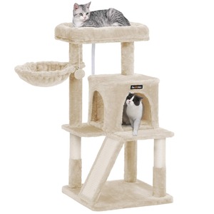 【数量限り】FEANDREA キャットタワー 大型猫 ハンモック耐荷重10KG 猫タワー 天然サイザル 広いハウス 多頭飼い 安定性 96cm PCT51MV1