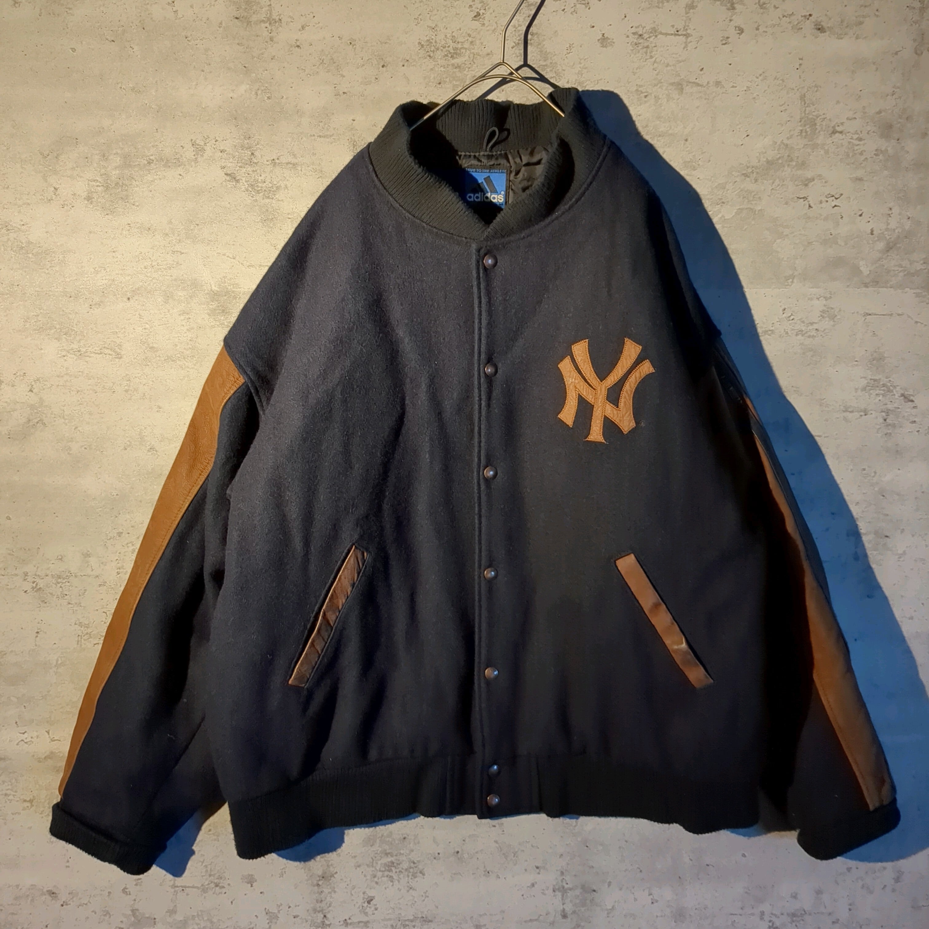 激レア90s ケニーハウスウールレタードスタジャン袖レザー刺繍ロゴ