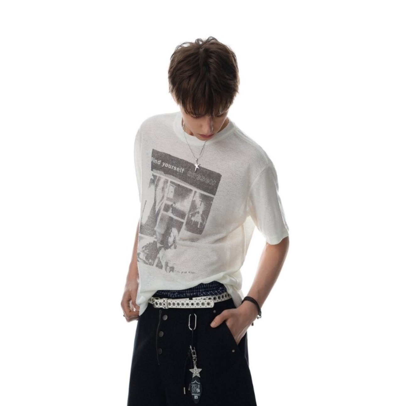 ストリート Find yourselfプリントTシャツ　S0169