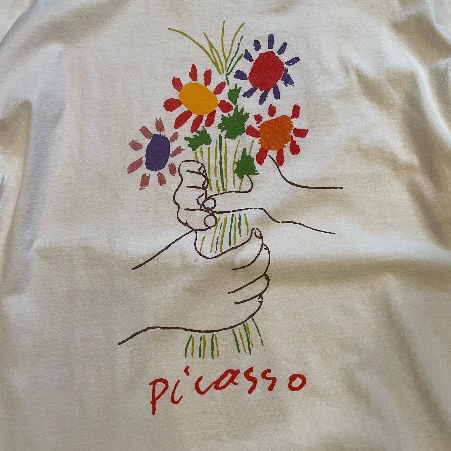 ピカソ 90s ヴィンテージ Tシャツ 花束を持つ手 アートTシャツ - T