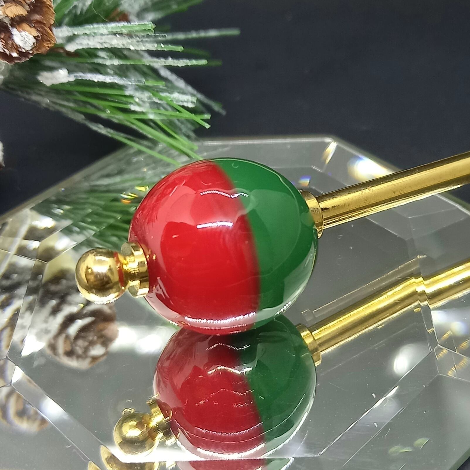クリスマスカラーのとんぼ玉・簪