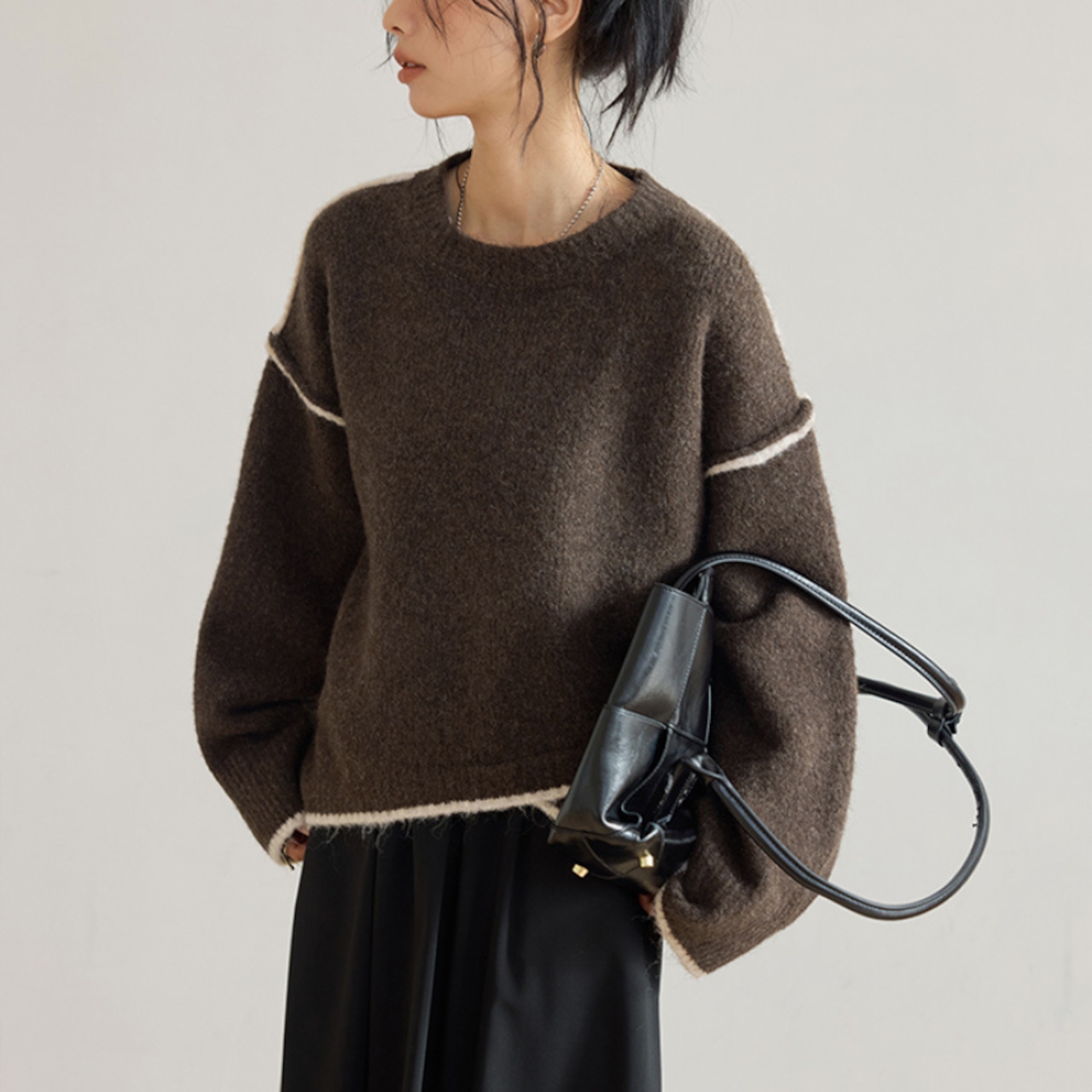 color-block oversized knit sweater J00130