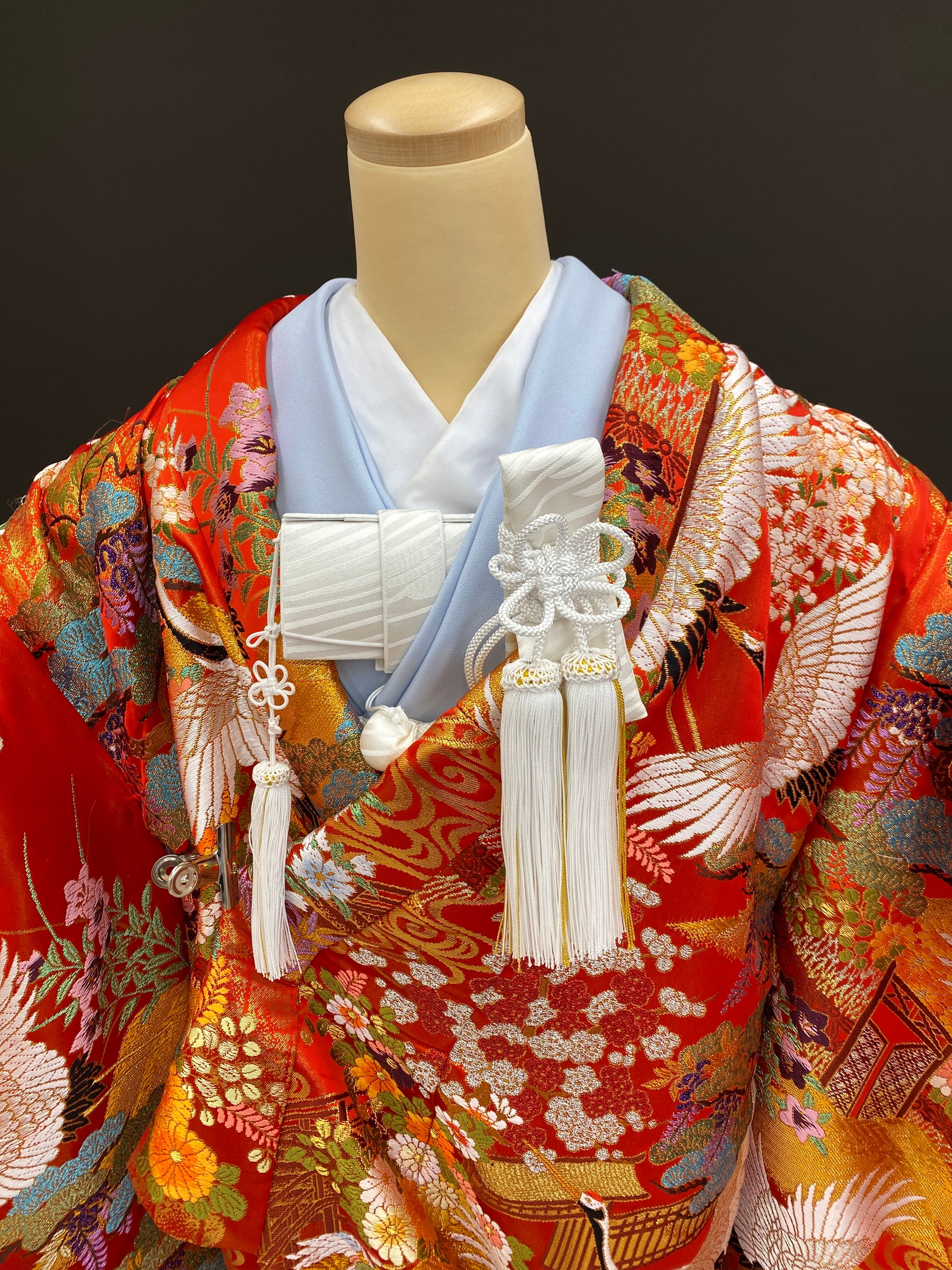 薄いブルーの掛下　帯とセットです。 薄いブルーの掛下 帯とセットです。 受注生産】色掛下ブルー&