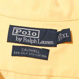 美品 XL 完全無地 シルクコットン Caldwell ペールイエロー Polo Ralph Lauren ポロラルフローレン 半袖開襟シャツ