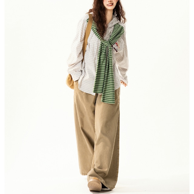 border accent check hoodie shirt　ボーダーアクセントチェックフーディーシャツ　J1782