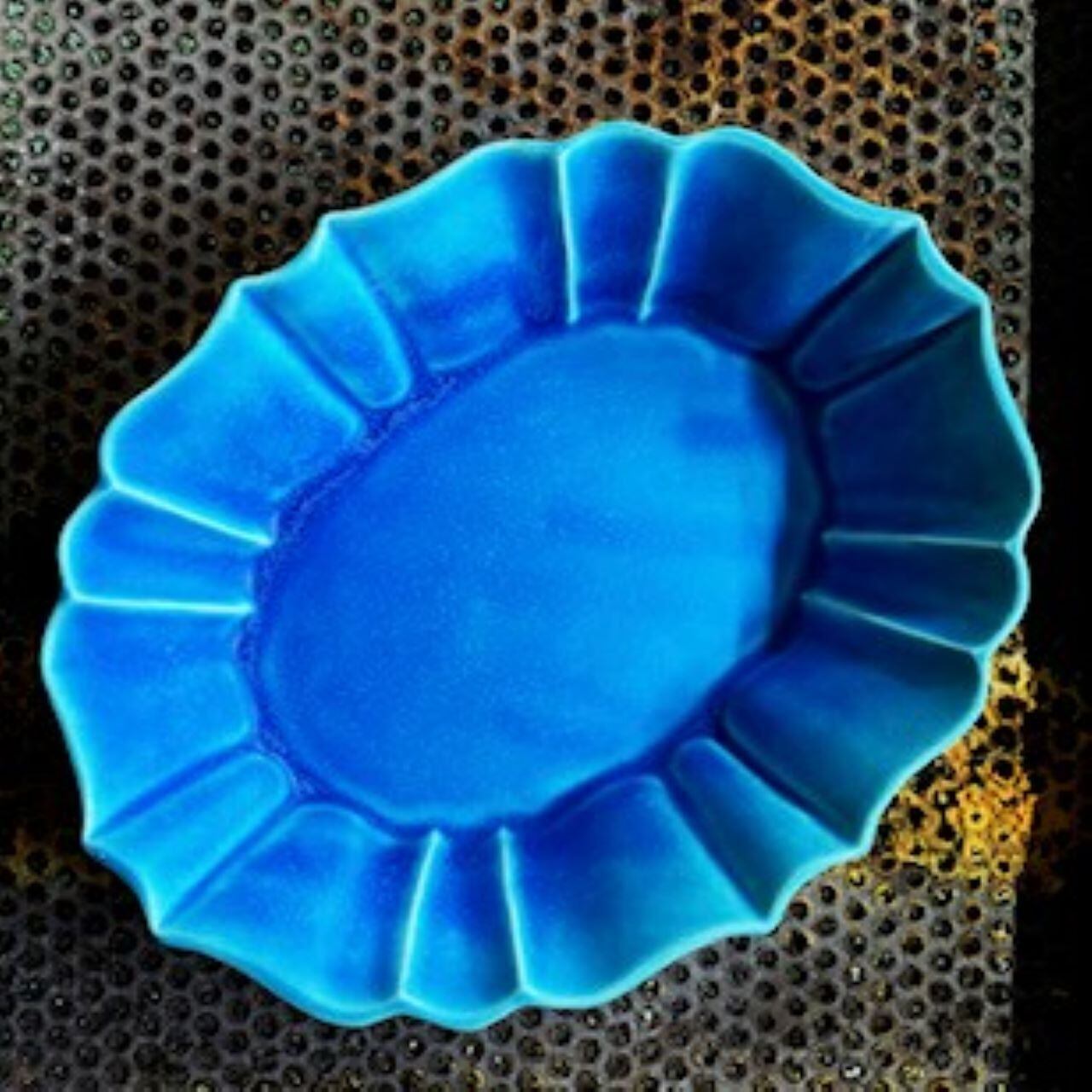 だえん西洋皿(大) トルコブルー