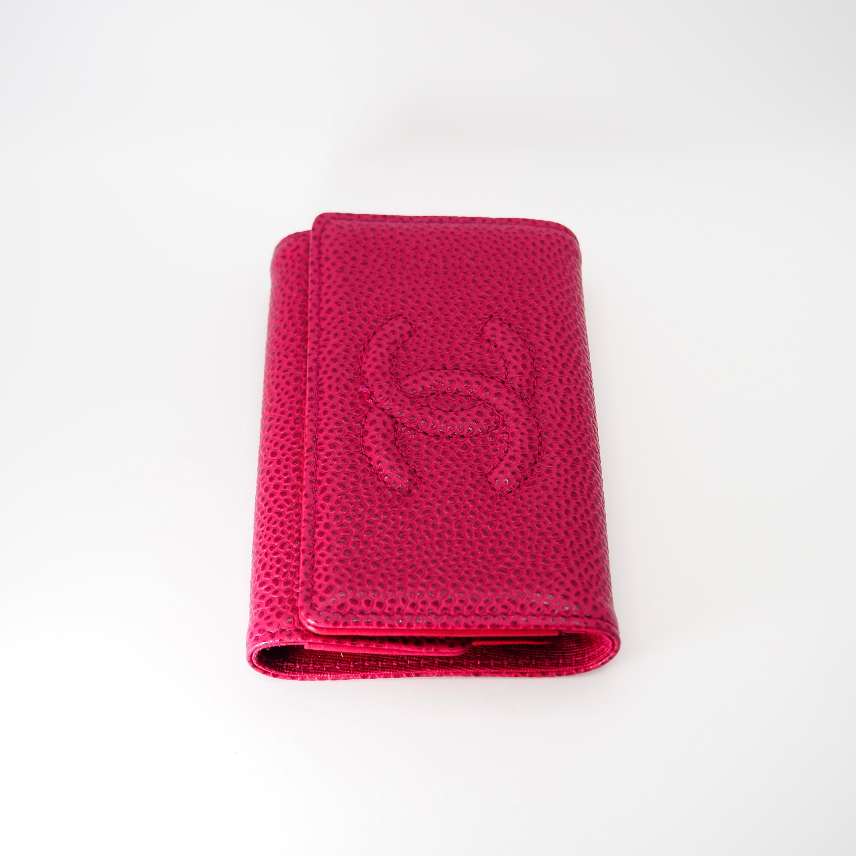 【美品】シャネル 6連キーケース キャビアスキン ピンク ココマーク 付属品有 CHANEL ココマーク6連キーケース キャビアスキン ピンク シャネル