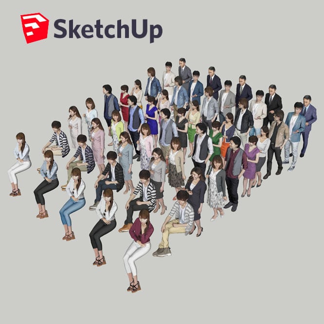  SketchUp素材　3D人物素材-ポーズド 10個セット 002_Posed-set - 画像2