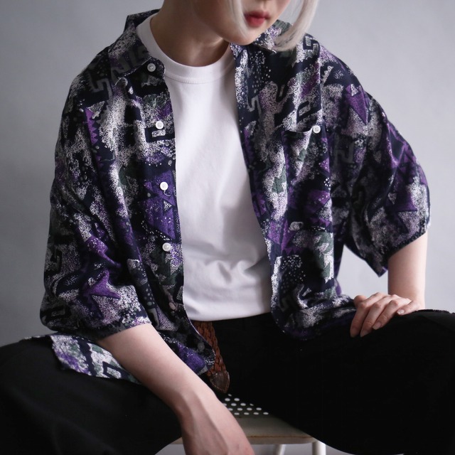 poison color noise art pattern loose h/s shirt