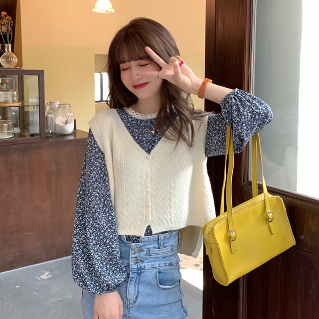 スタンダードフローラルブラウス シャツ スプリングオータムレディース ロング レトロ 春物 秋物 花柄 試着室62417240244