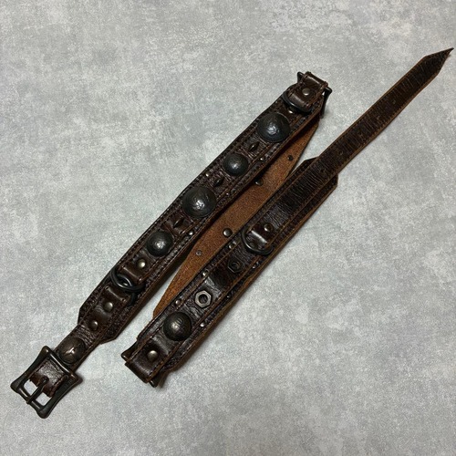 14th addiction レザーベルト コイン スタッズ ヴィンテージ加工