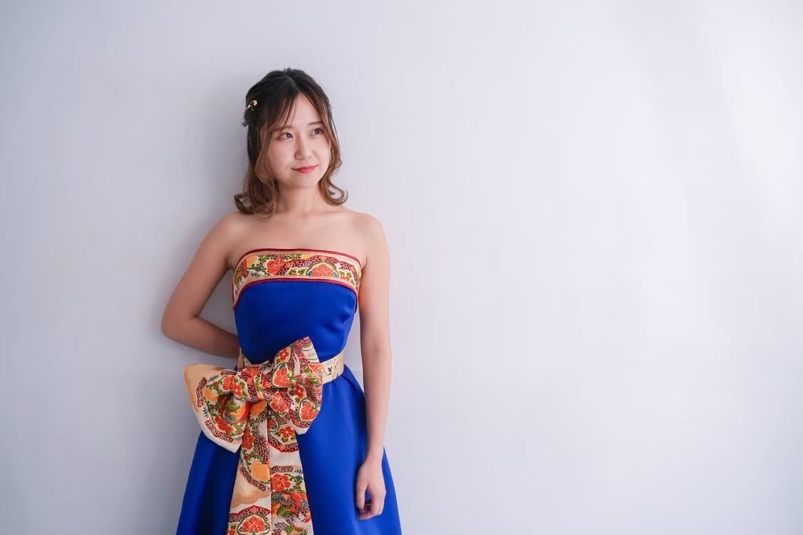 着物ドレス　① レンタル＞【着物ドレス AI～藍～】 ＜1week rental＞ Kimono dress