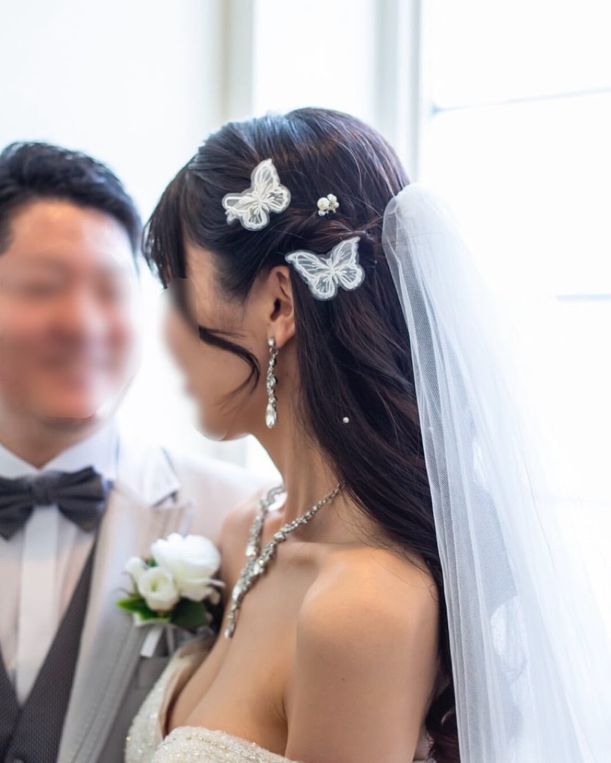 バタフライヘアクリップ3個セットホワイト 【AH2404-09W