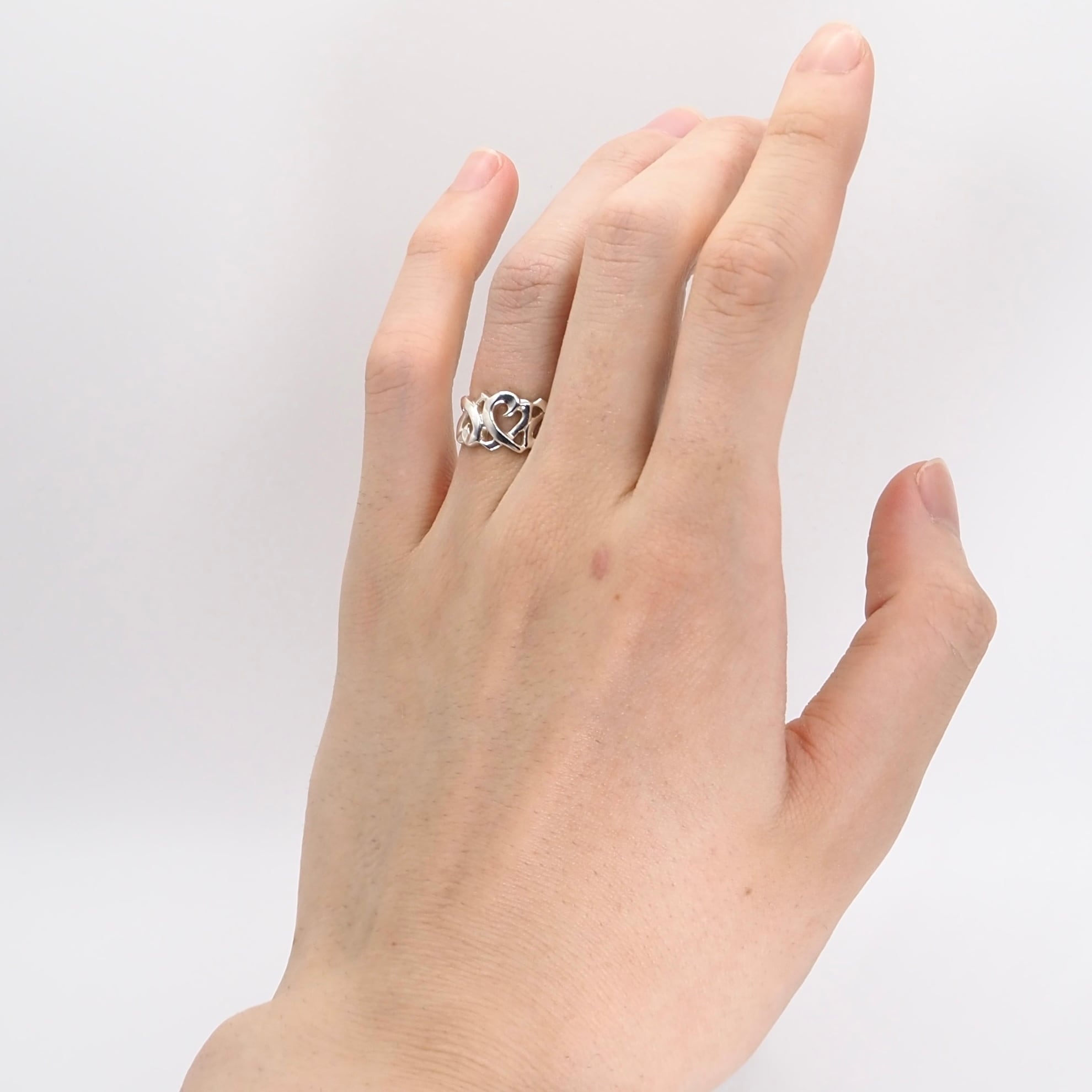 Tiffany&Co. 約10号 トリプルラビングハート リング シルバー925