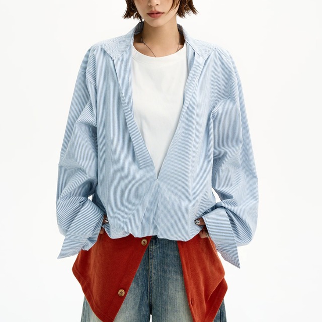 yellow check denim point shirt　イエローチェック柄デニムポイントシャツ　J2173