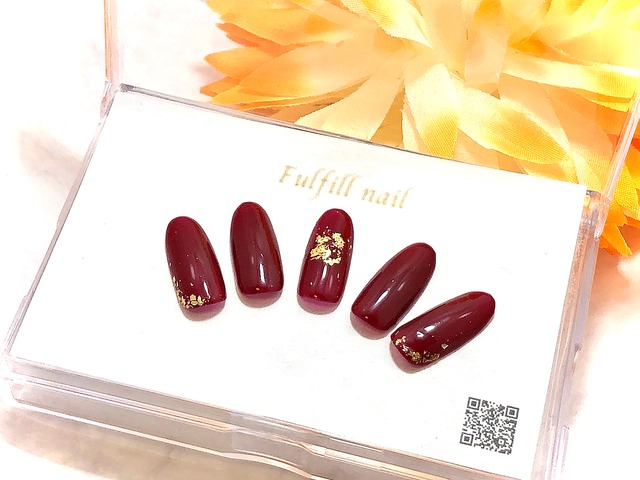ネイルチップ シンプルボルドー Fulfill Nail
