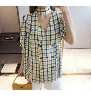 チェック柄カシュクールジャケット　AJ22008-6609