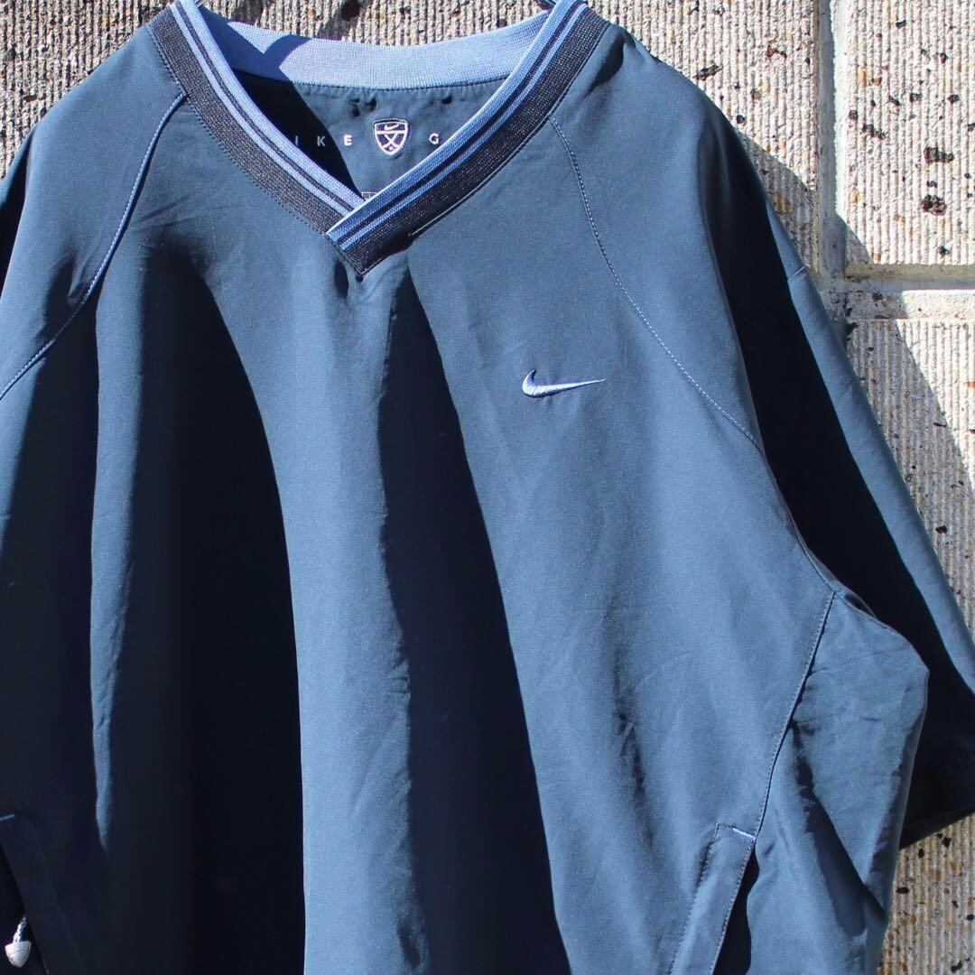 【Lサイズ】00's NIKE GOLF ナイキゴルフ ロゴ刺繍 古着 半袖プルジャケット