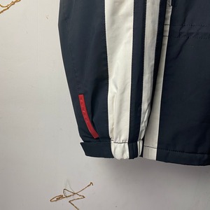 PRADA asymmetrical line design black nylon jacket