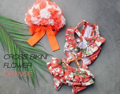 予約【HAPPYJJANGGU】Cross Bikini Flower《Orange》