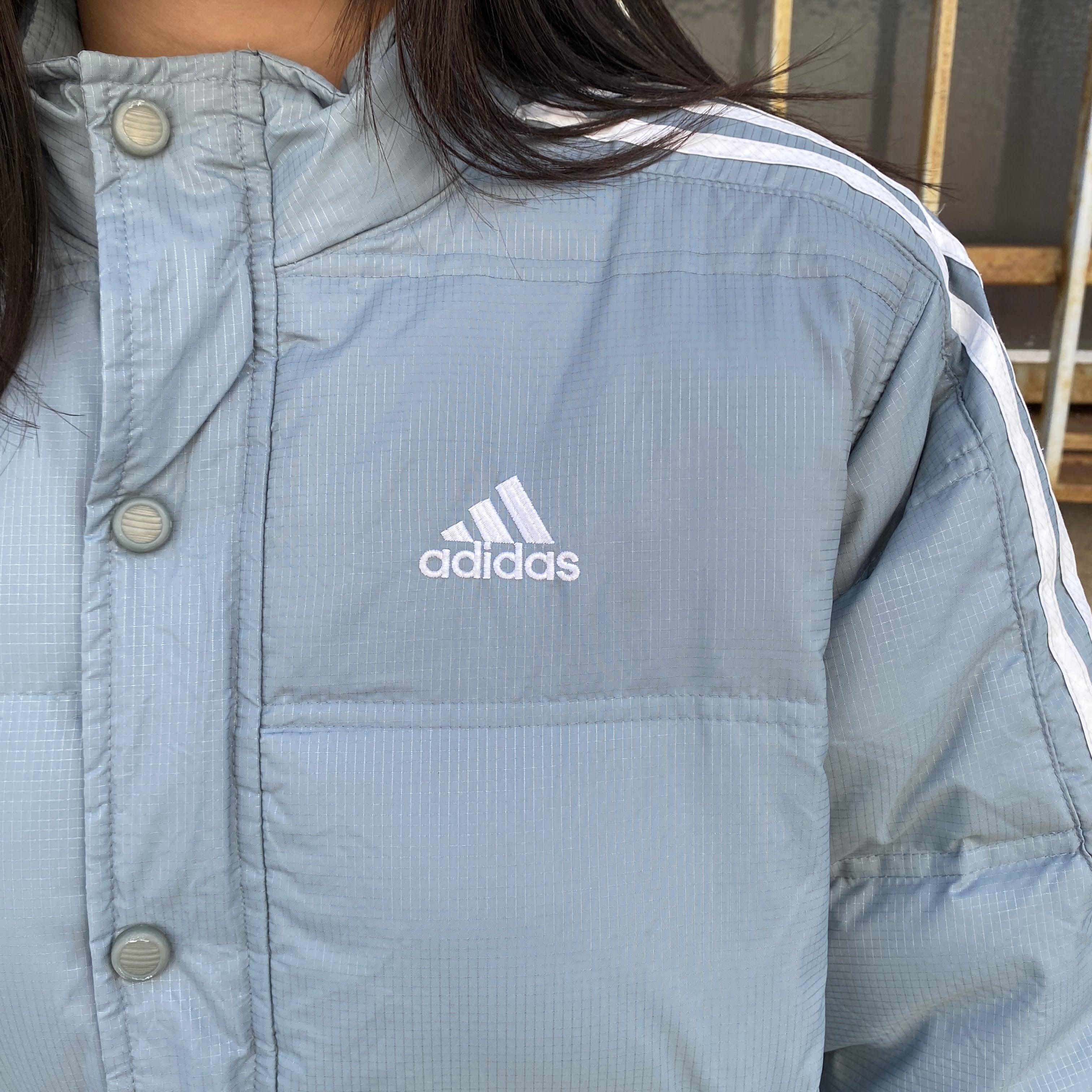 90s Y2K adidas アディダス ダウンジャケット フェザー 刺繍ロゴ