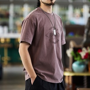 レトロ立体スチールプリント半袖Tシャツ 225367