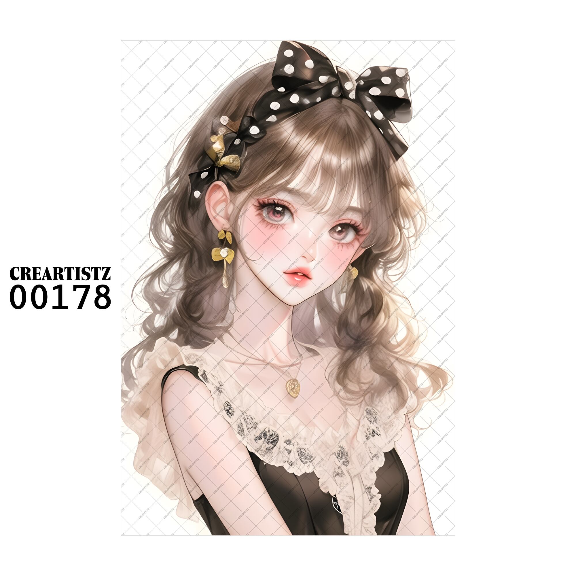 00178 ガール キュート オリジナル ペーパー/ステッカー 4枚セット CREARTISTZ