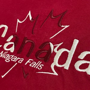 【AAA】カナダ ナイアガラの滝 刺繍ロゴ Tシャツ LARGE レッド CANADA Niagara Falls レッド メキシコ製 US古着