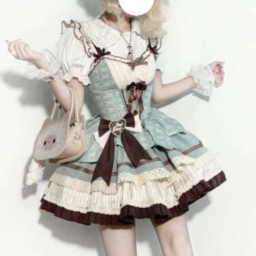 甘ロリ♡リボンカチューシャ付きチョコミントセットアップ　set62★