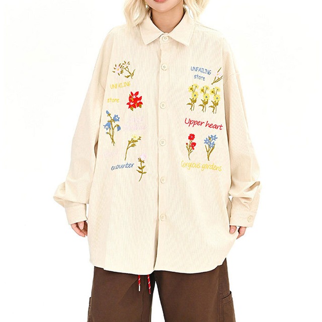 ボタニカルフラワーモチーフオーバーシャツ
 2col   R01713