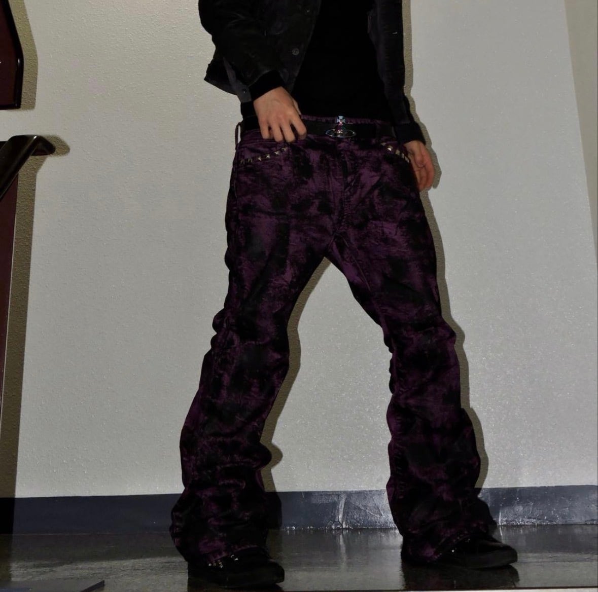 wax coating flare black denim ワックスコーティング加工フレアデニム