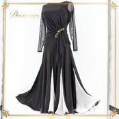 社交ダンス 衣装 ワンピース ドレス 黒 白 プリーツ インザムード in the MOOD 日本製 パーティ 発表会 パーティドレス 軽い 上品 綺麗 ブラック系 ホワイト系 ダンス衣装 フェミニン フレア シルエット おしゃれ 舞台衣装 スタイルアップ