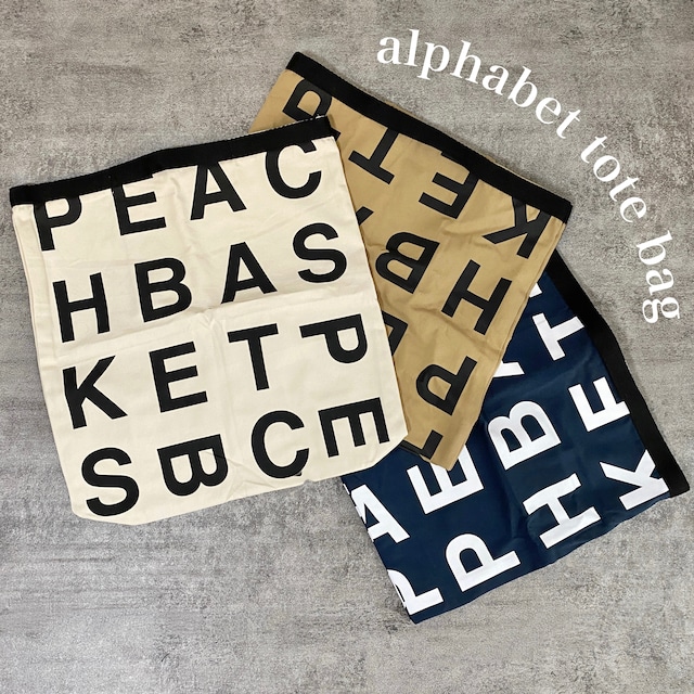 alphabet print tote bag