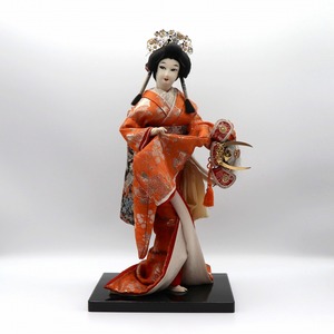 御所人形 オレンジ 金色 約30cm 