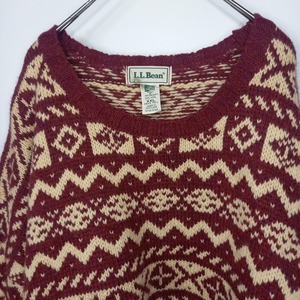 90s　エルエルビーン　ウール　ニット　セーター　フェアアイル　ボルドー　XXL