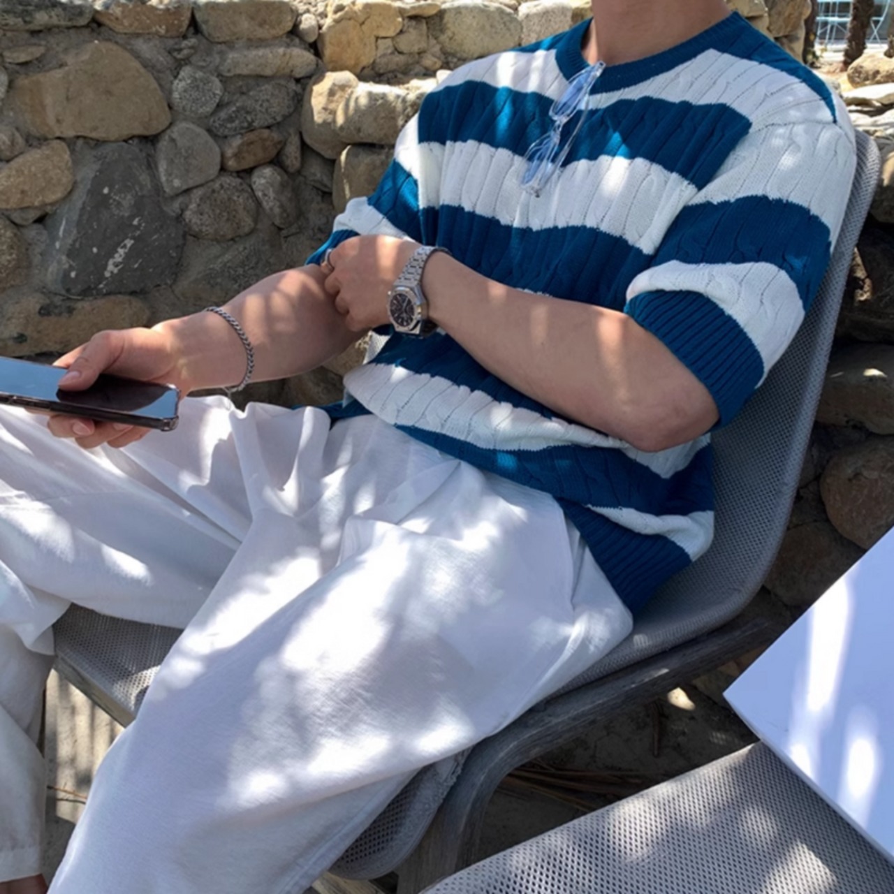 マリンボーダーニットTシャツ　0605