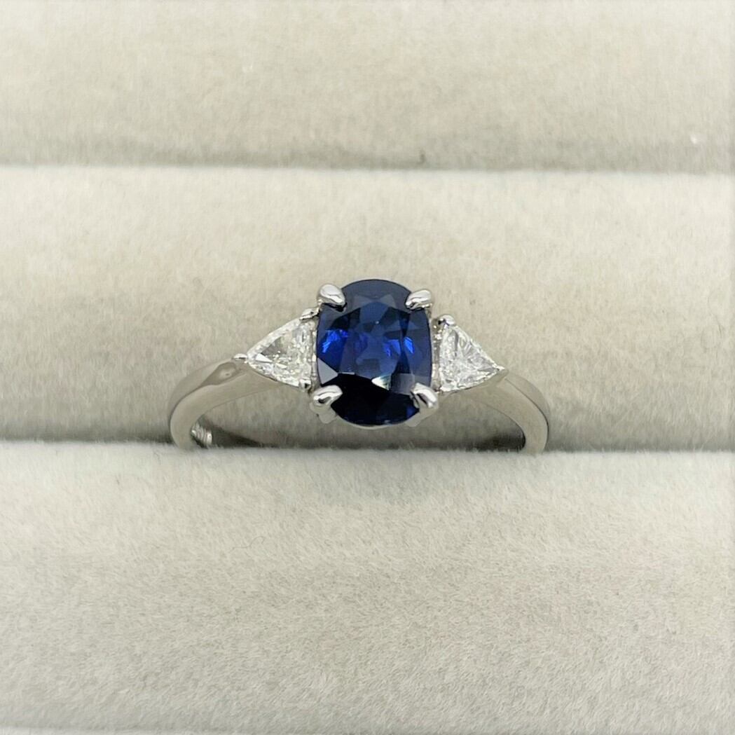 NM002 天然 サファイア 0.9 ダイヤモンド 0.17ct リング Pt900 指輪 