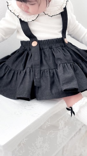 予約:black denim skirt〔wonnyribbon〕