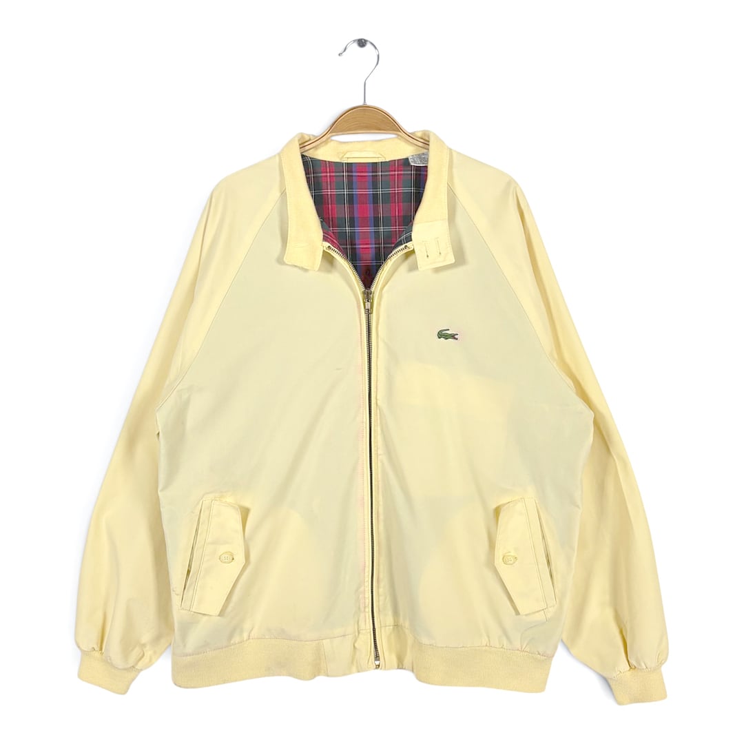 80s ラコステ ヴィンテージ スウィングトップ イエロー コットンジャケット IZOD LACOSTE サイズL 古着 DZ0824