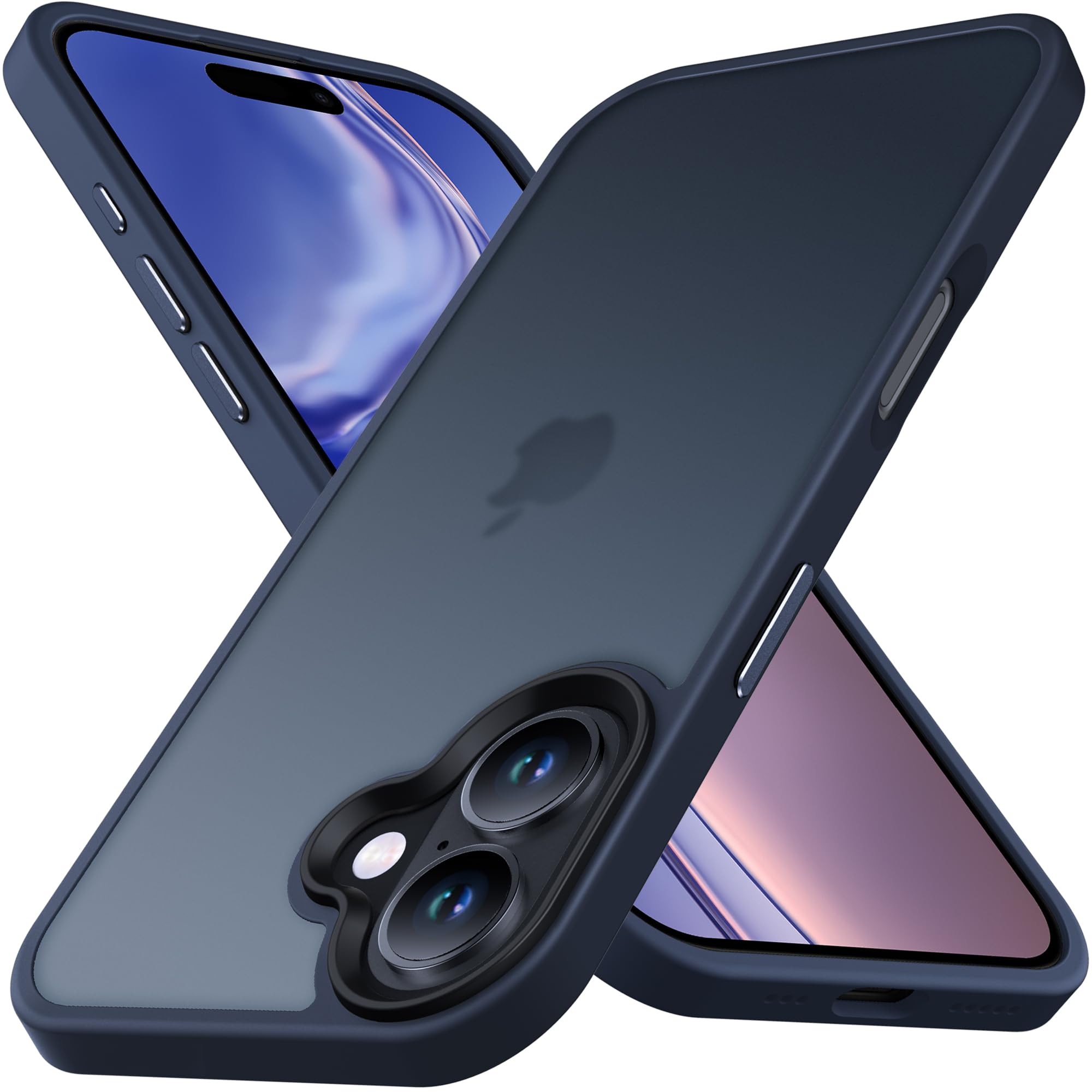 【努力特価】Anqrp iPhone16 用 ケース 半透明 マット 耐衝撃 滑り止め 米軍MIL規格 指紋防止 スマホケース アイフォン16 ストラップホール付き ワイヤレス充電対応 アイホン16カバー 6.1インチ ブルー