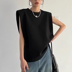 French Sleeveless Padded Shoulder Vest T-Shirt (ME435)