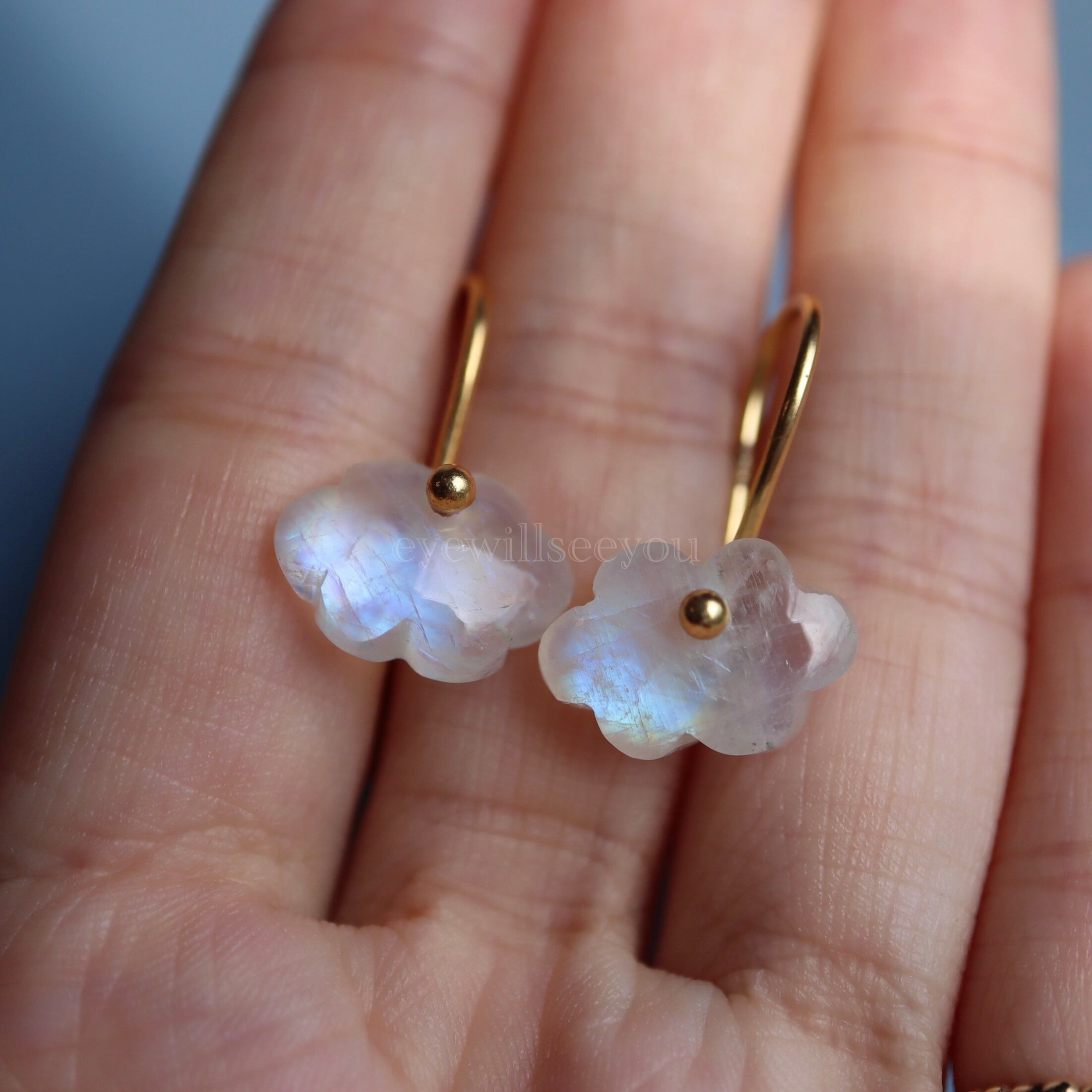 Rainbow moonstone cloud earrings (ピアス) 3 | eyewillseeyou