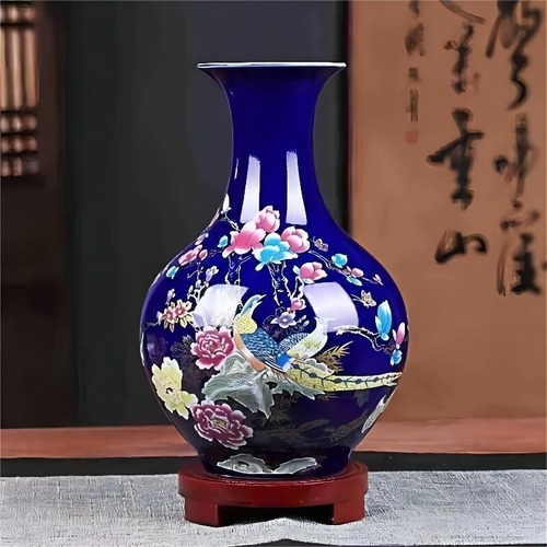 花瓶 中国の古い花瓶 青い釉薬の装飾品 オシャレ セラミック 家 オフィス 花のアレンジメント 母の日 ギフト