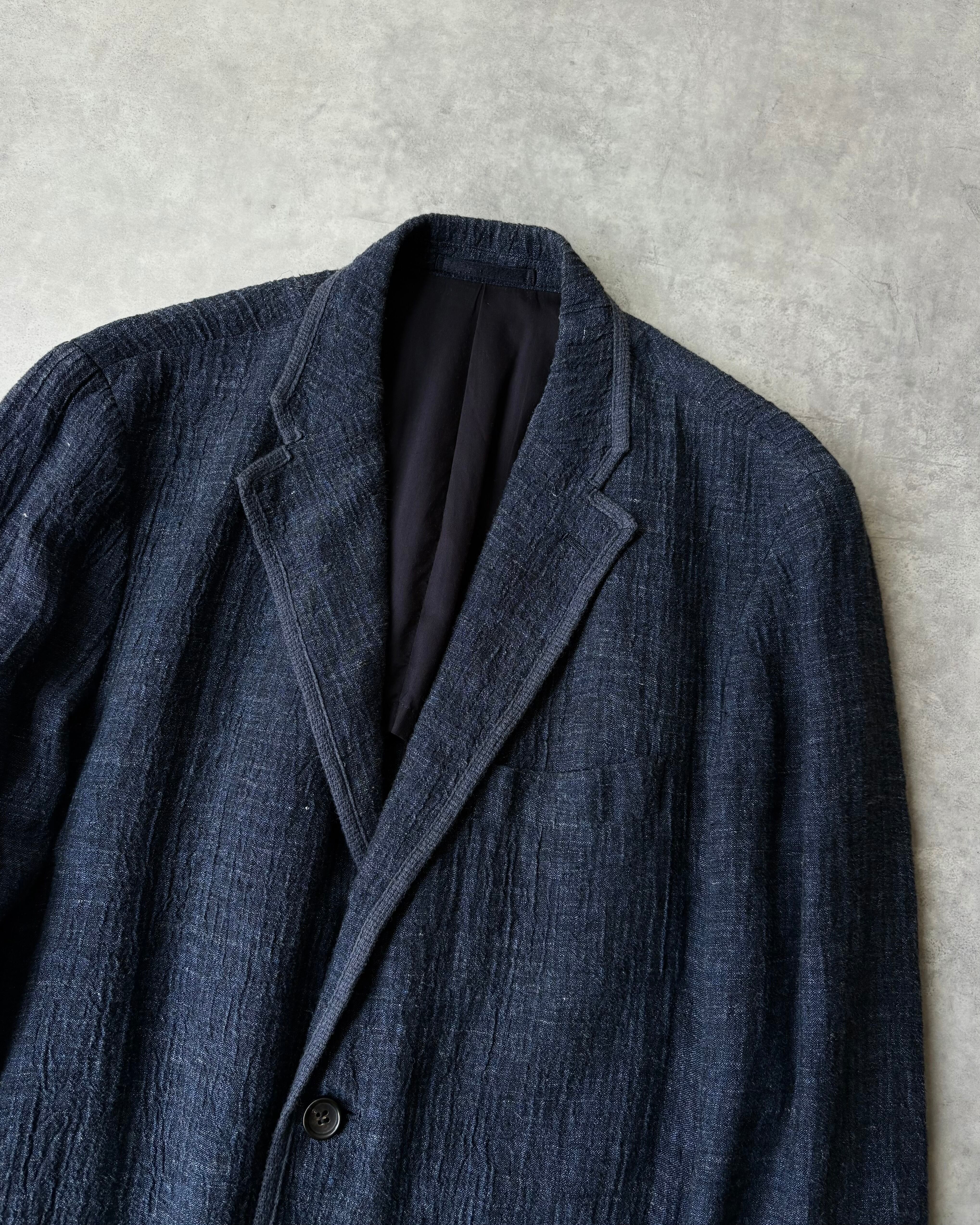 イッセイミヤケ　リネン ジャケットとパンツセット イッセイミヤケ/マオカラーカラーセットアップ/リネン/ブラック