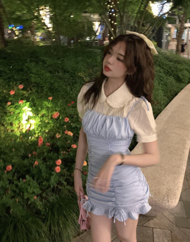 サマースリムフィットシャツ ドレス ストリート 夏物 ピュア モンロー88445720585