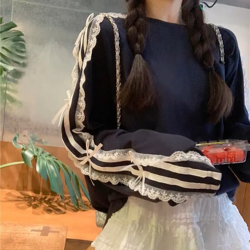 レースストライプロンT