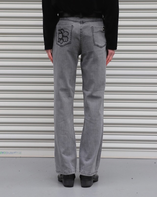 embroidered straight denim