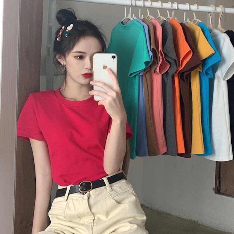 シャツ スプリングオータムスタイルブラックTシャツ 春物 秋物 1号婦人38863908139