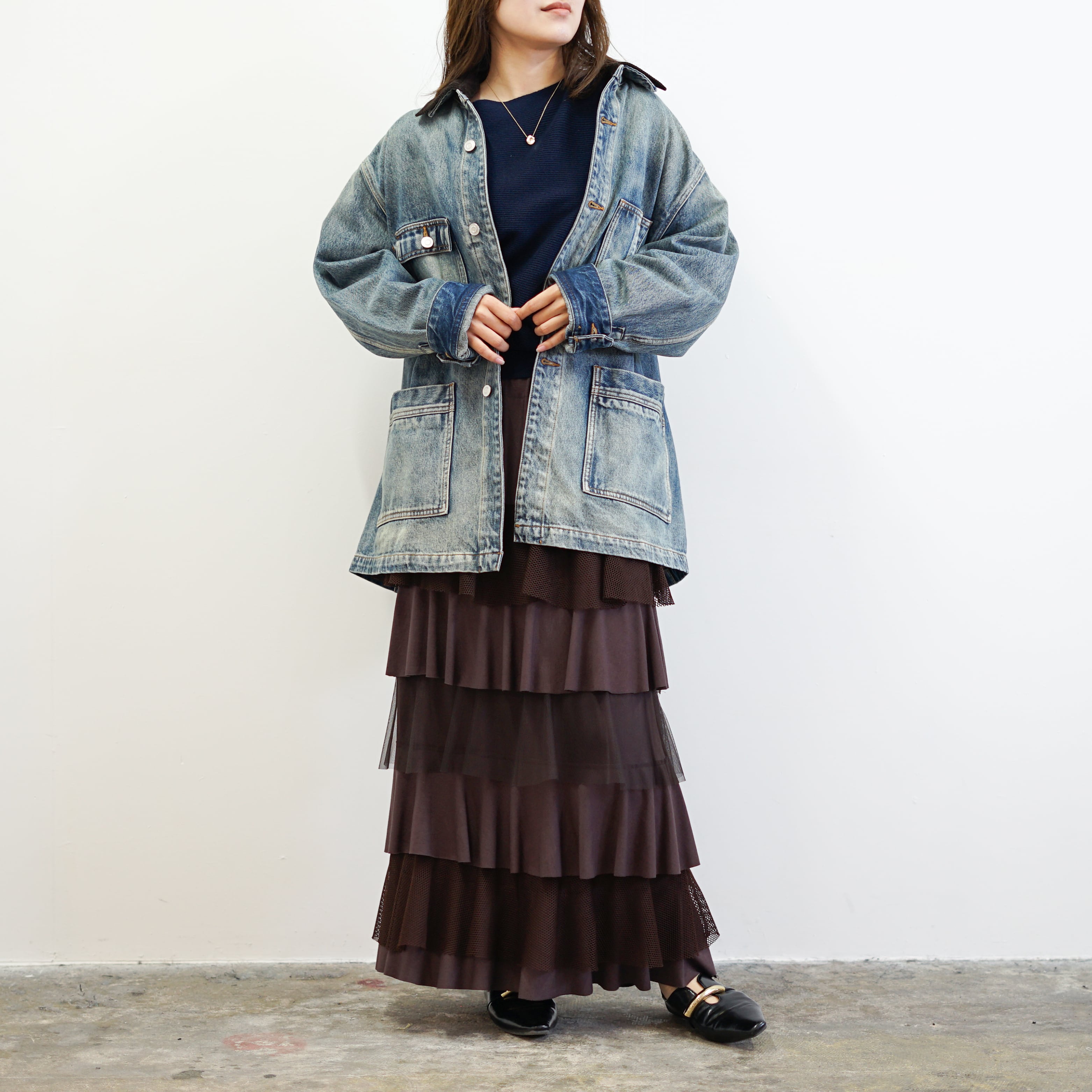 BLKのみ7月入荷】異素材ティアードスカート | 7DAYS SHOP