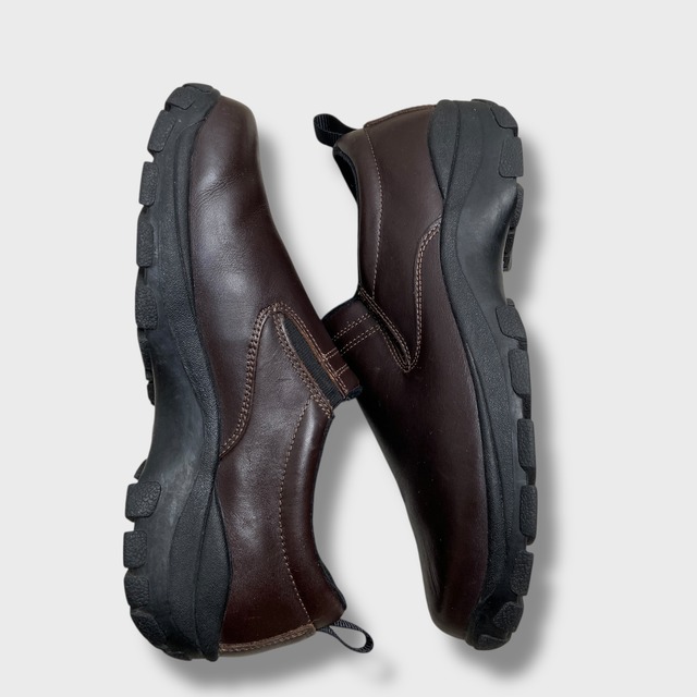 LANDS'END ランズエンド レザーモックシューズ ブラウン 26cm